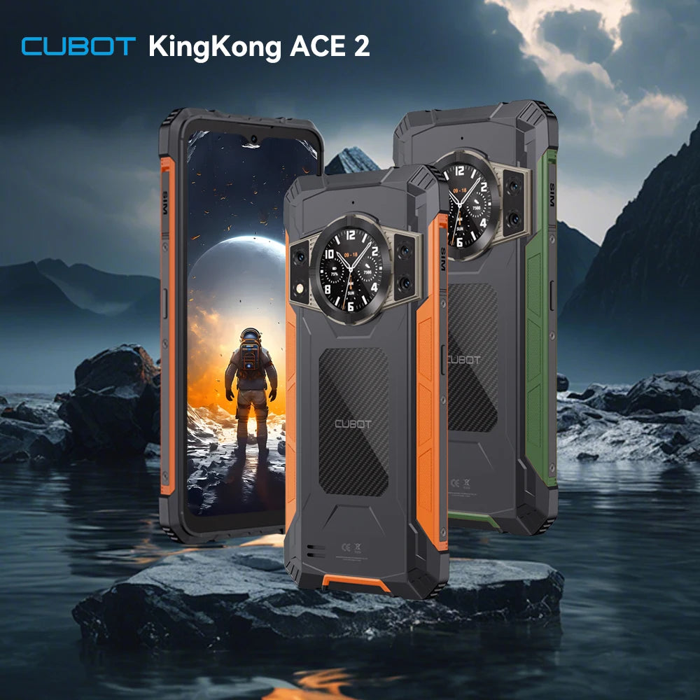 Cubot KingKong ACE 2 Smartphone Resistente Ultra Delgado Android 14 16GB RAM (6GB+10GB) + 128GB ROM Pantalla 6.56" 90Hz NFC