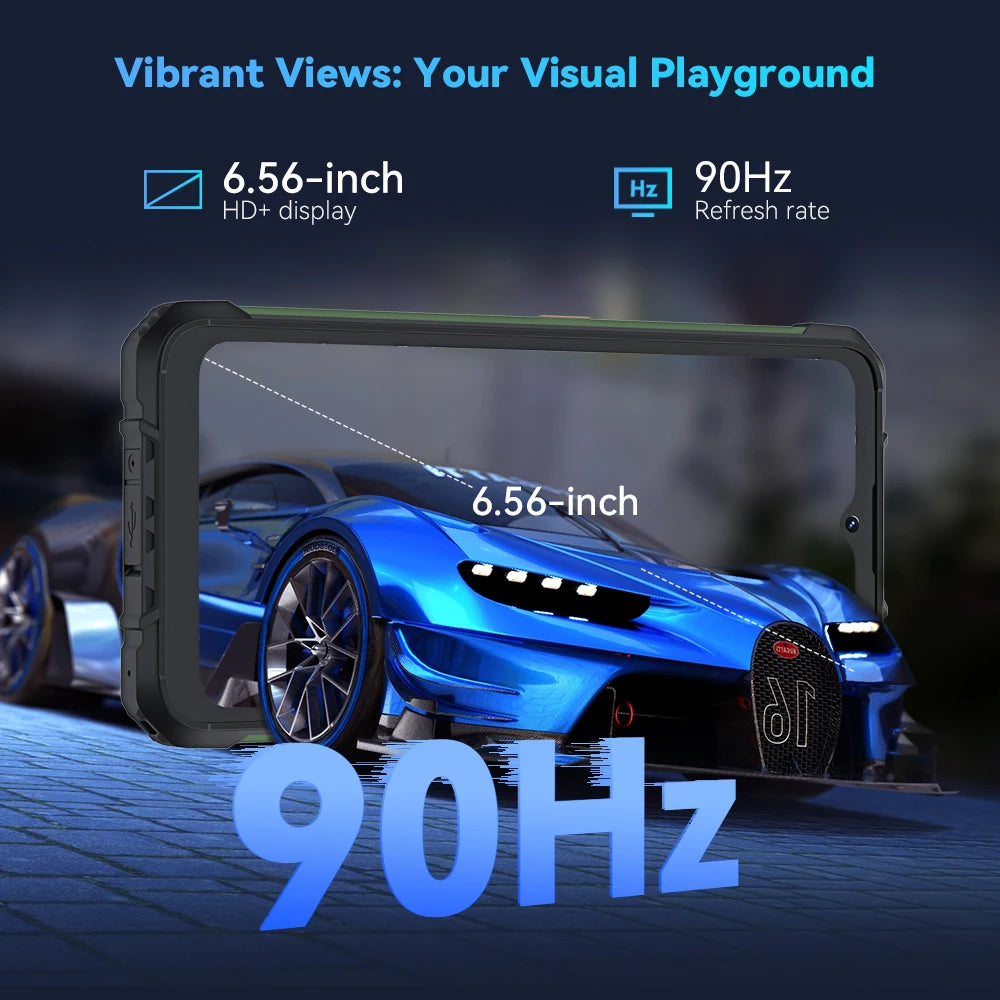 Cubot KingKong ACE 2 Smartphone Resistente Ultra Delgado Android 14 16GB RAM (6GB+10GB) + 128GB ROM Pantalla 6.56" 90Hz NFC